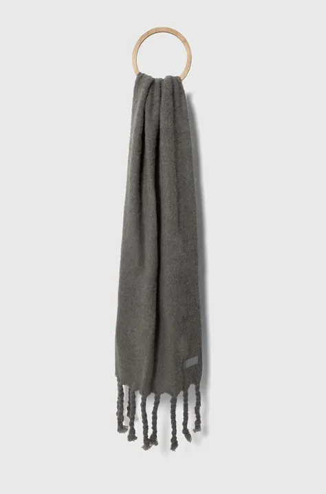 Tommy Hilfiger szalik z domieszką wełny kolor szary gładki