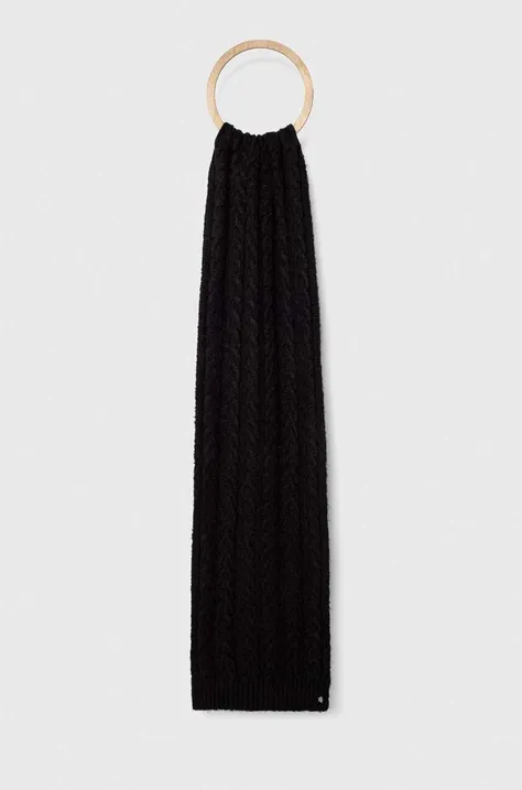 Šal s primesjo volne Lauren Ralph Lauren črna barva