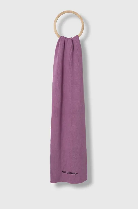 Šál s prímesou vlny Karl Lagerfeld fialová farba, melanžový