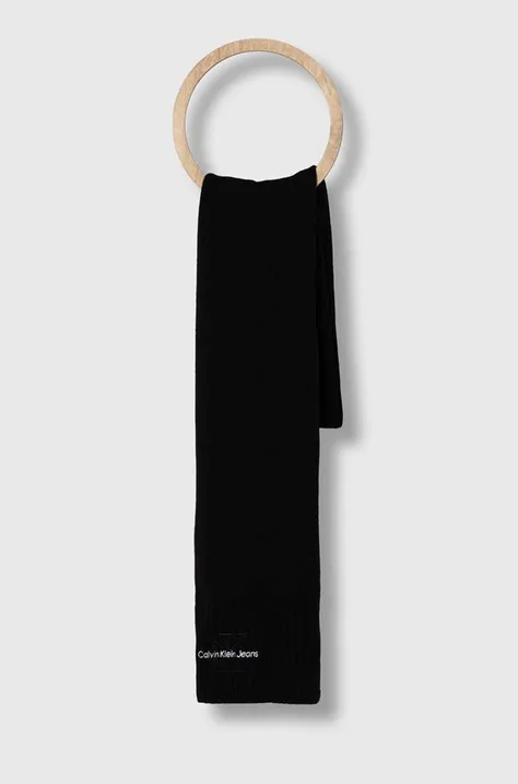 Бавовняний шарф Calvin Klein Jeans колір чорний однотонний