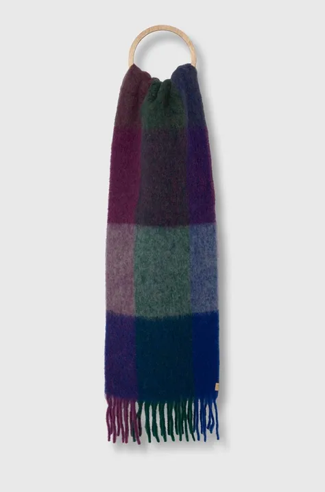 Vlněná šála Woolrich Multicolor Wool Check Scarf zelená barva, CFWWAC0171FRUT3554