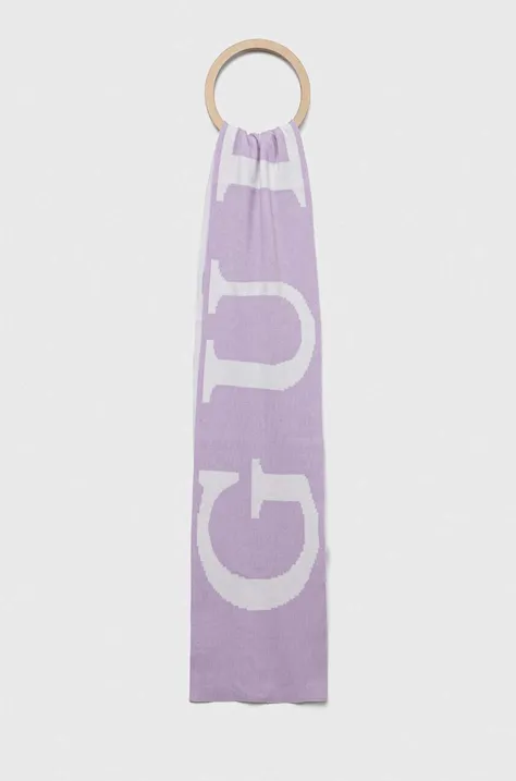 Detský šál Guess fialová farba, vzorovaný
