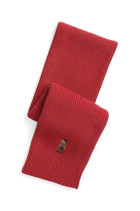 Polo Ralph Lauren szalik bawełniany dziecięcy kolor czerwony gładki