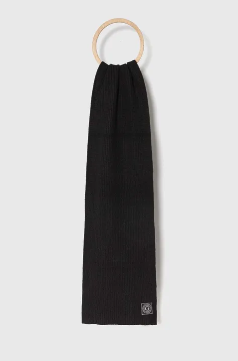 Vlnený šál Guess čierna farba, jednofarebný