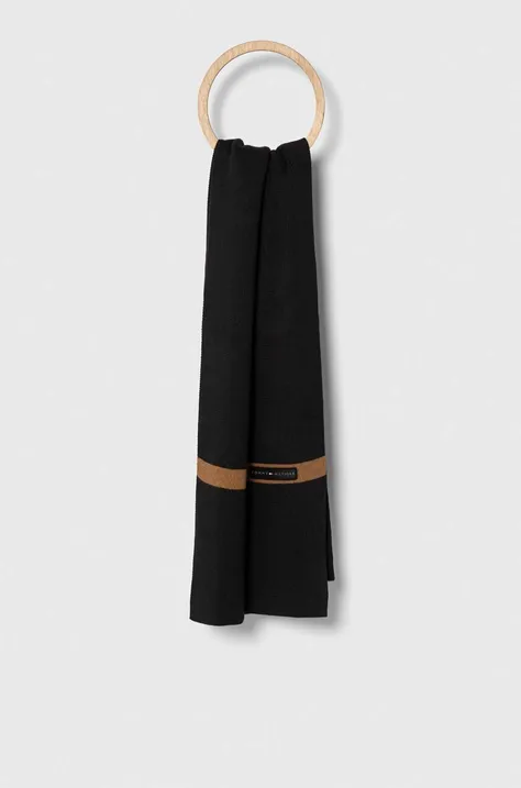 Βαμβακερό μαντήλι Tommy Hilfiger χρώμα: μαύρο