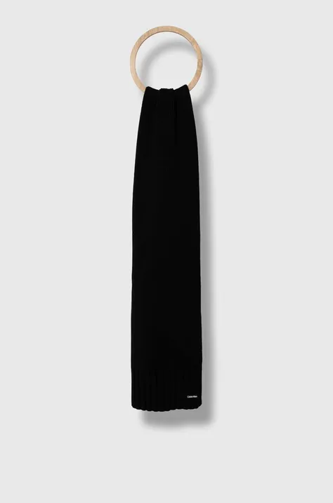 Μάλλινο κασκόλ Calvin Klein χρώμα: μαύρο