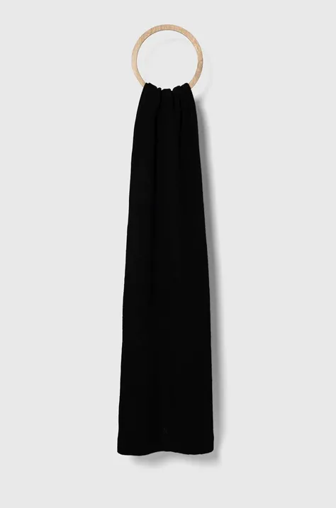 Šátek z vlněné směsi Calvin Klein Jeans černá barva, hladký