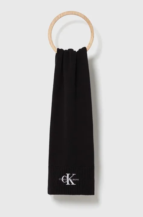 Хлопковый шарф Calvin Klein Jeans цвет чёрный однотонный