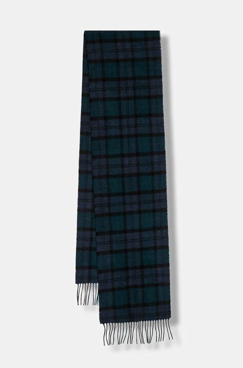 Barbour szalik wełniany kolor granatowy gładki USC0001