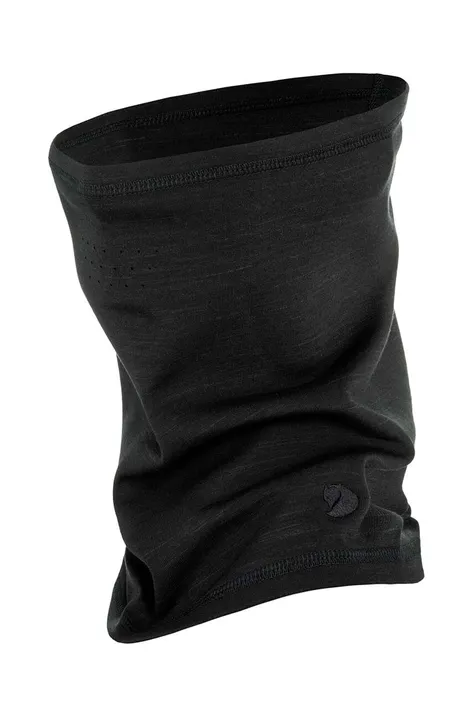 Кръгъл шал с вълна Fjallraven Keb Fleece Neck Gaiter в черно с изчистен дизайн