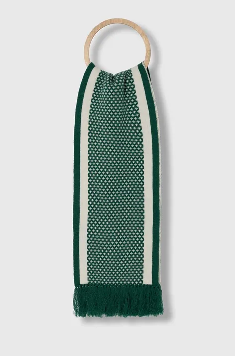 Шерстяной шарф Drôle de Monsieur L'Écharpe Jacquard цвет зелёный узорный C-SF109-WO018-GN