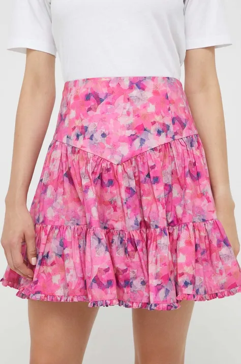 Pamučna suknja Custommade boja: ružičasta, mini, širi se prema dolje