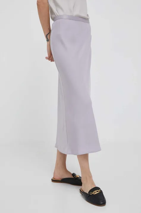 Suknja Calvin Klein boja: ljubičasta, midi, širi se prema dolje, K20K203514