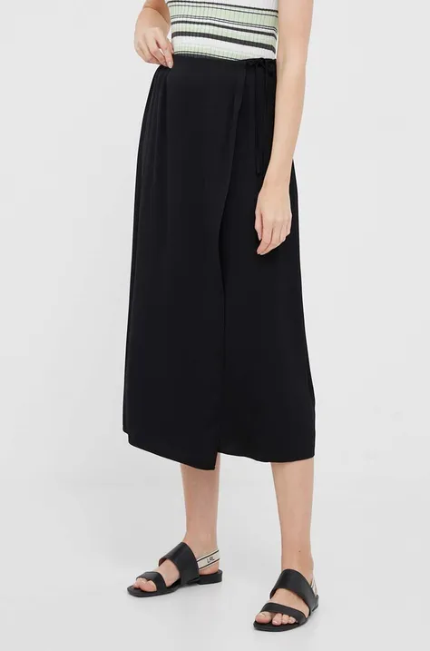 Sukňa Calvin Klein čierna farba, midi, rovný strih