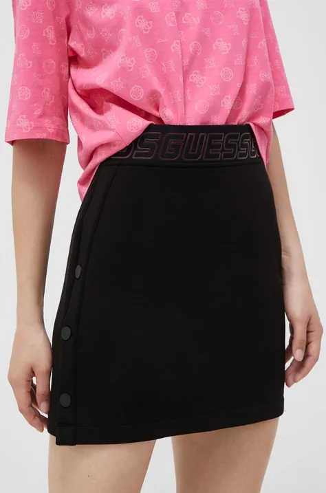 Suknja Guess boja: crna, mini, ravna