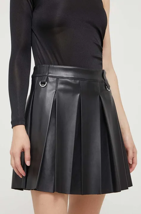 Sukňa HUGO čierna farba, mini, áčkový strih