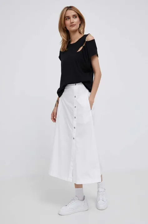 Βαμβακερή φούστα Dkny χρώμα: άσπρο
