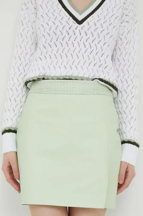 Pepe Jeans spódnica kolor zielony mini prosta