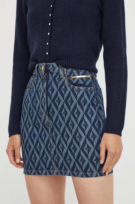 Elisabetta Franchi spódnica jeansowa kolor niebieski mini ołówkowa