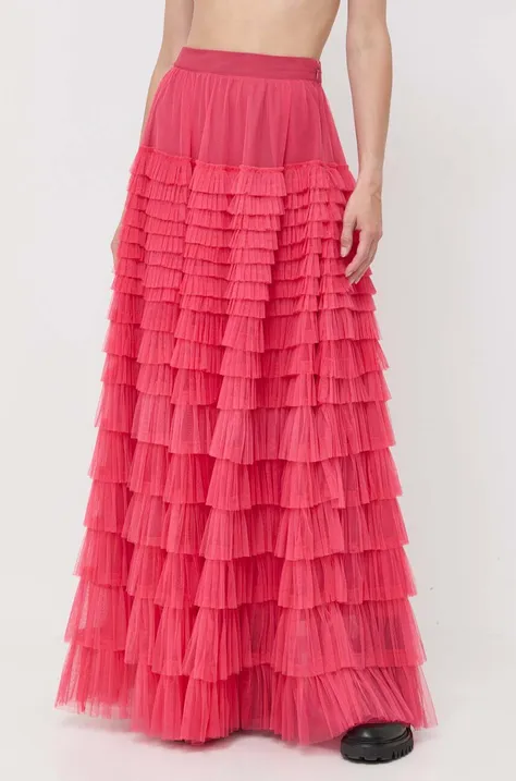 Suknja Twinset boja: ružičasta, maxi, širi se prema dolje
