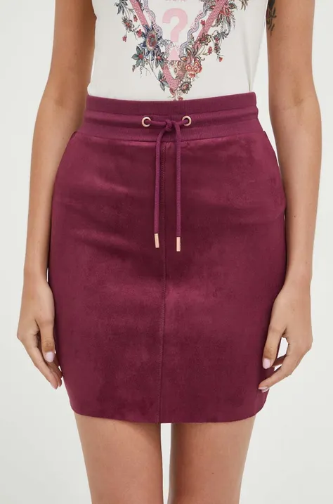Guess spódnica kolor fioletowy mini ołówkowa