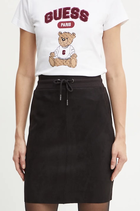 Пола Guess в черно къса с кройка тип молив
