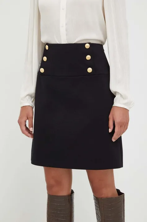 Μάλλινη φούστα Luisa Spagnoli χρώμα: μαύρο