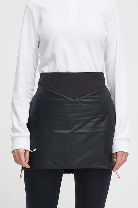 Sportska suknja Salewa Sella TirolWool boja: crna, mini, ravna