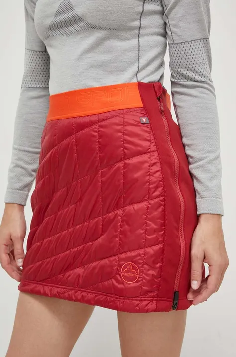 Športová sukňa LA Sportiva Warm Up Primaloft červená farba, mini, rovný strih