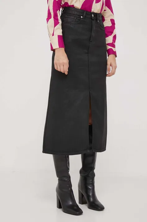 Traper suknja Tommy Hilfiger boja: crna, midi, ravna