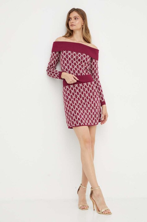 Marciano Guess fusta culoarea bordo, mini, evazati