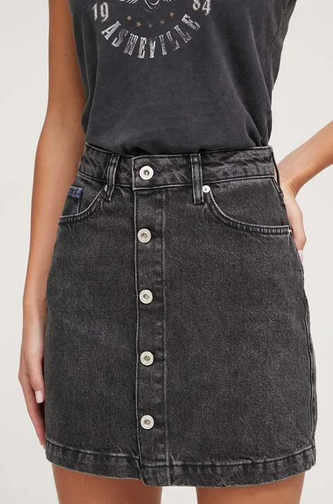 Rifľová sukňa Karl Lagerfeld Jeans čierna farba, mini, rovný strih