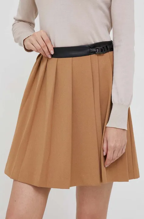 Suknja Dkny boja: smeđa, mini, širi se prema dolje