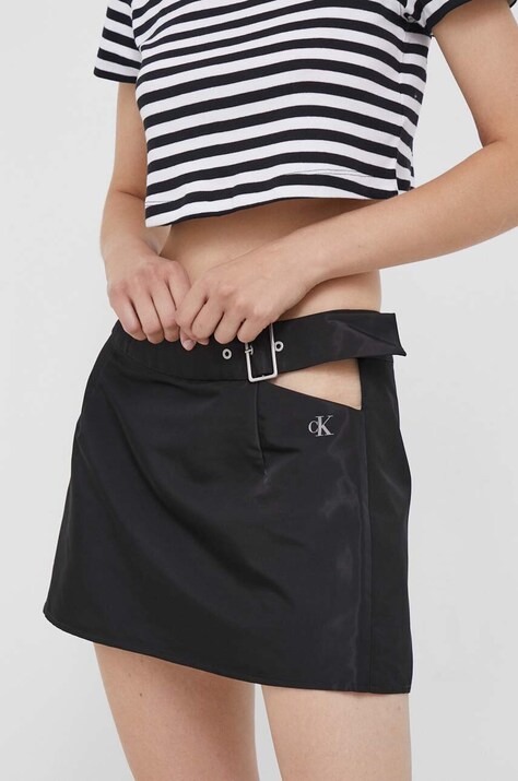 Calvin Klein Jeans fusta culoarea negru, mini, drept