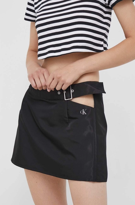 Calvin Klein Jeans fusta culoarea negru, mini, drept