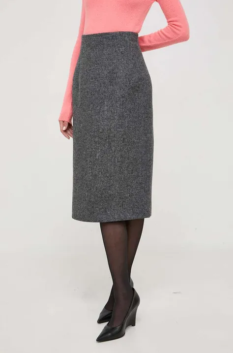 Suknja s primjesom vune MAX&Co. x Anna Dello Russo boja: siva, midi, ravna
