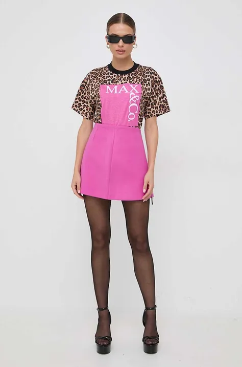 MAX&Co. spódnica wełniana kolor różowy mini ołówkowa