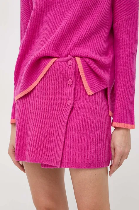 Вовняна спідниця MAX&Co. колір рожевий mini пряма