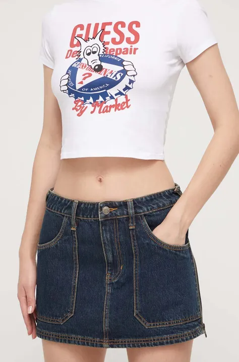 Guess Originals spódnica jeansowa kolor granatowy mini prosta