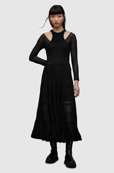 AllSaints spódnica EVA SKIRT kolor czarny maxi rozkloszowana