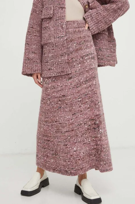 Шерстяная юбка Lovechild цвет розовый maxi расклешённая