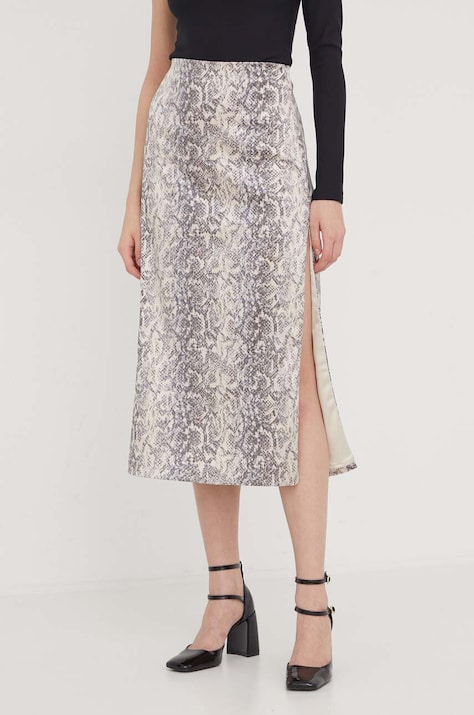 Abercrombie & Fitch fusta culoarea bej, midi, drept