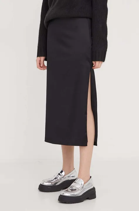 Suknja Abercrombie & Fitch boja: crna, midi, ravna