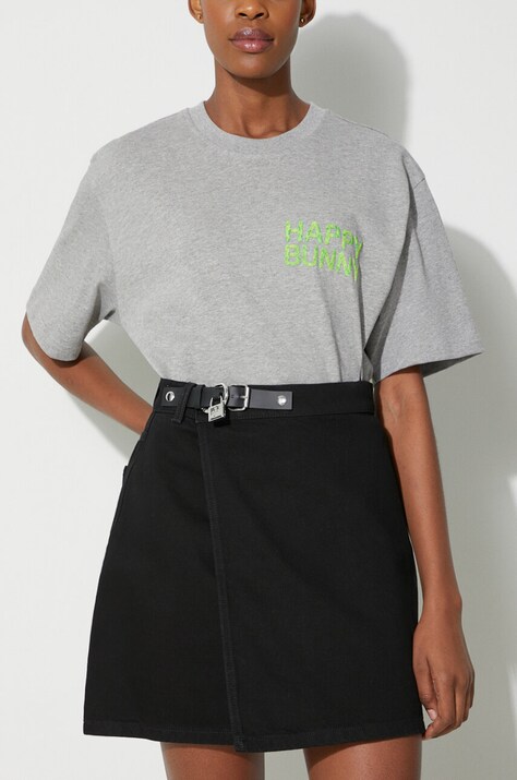 JW Anderson fustă din denim culoarea negru, mini, dreaptă, DK0015.PG1334