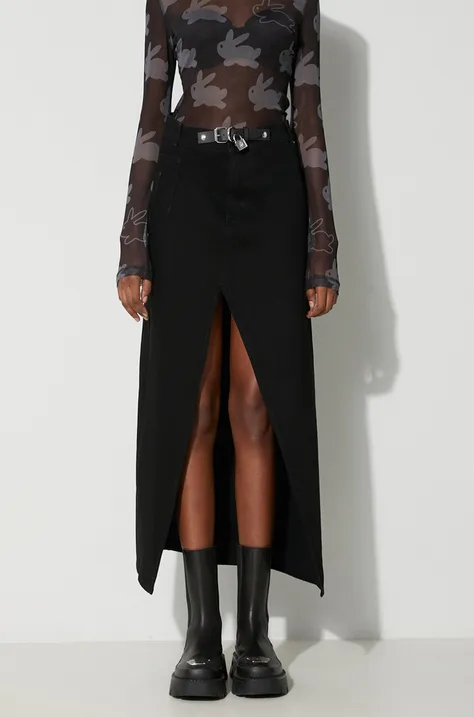 Rifľová sukňa JW Anderson čierna farba, maxi, áčkový strih, DK0016.PG1334