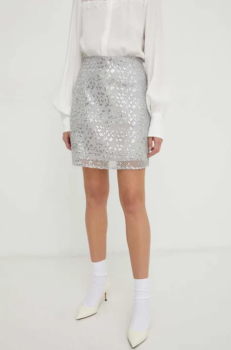 Suknja Bruuns Bazaar boja: srebrna, mini, pencil