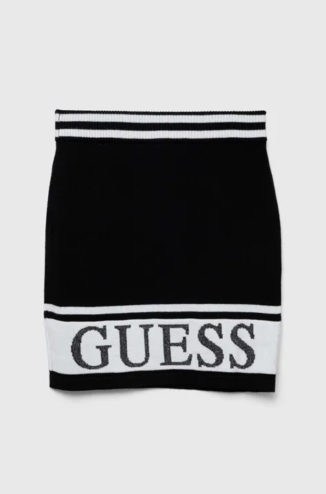 Guess spódnica dziecięca kolor czarny mini prosta