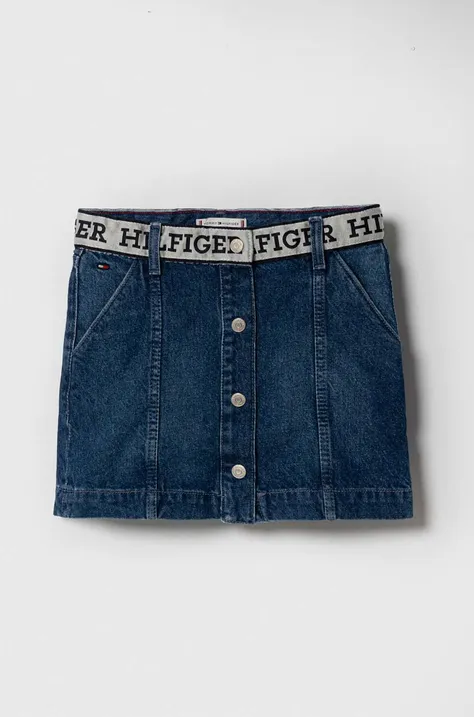 Tommy Hilfiger spódnica jeansowa dziecięca kolor granatowy mini prosta