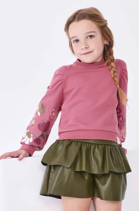 Детская юбка Mayoral цвет зелёный mini расклешённая