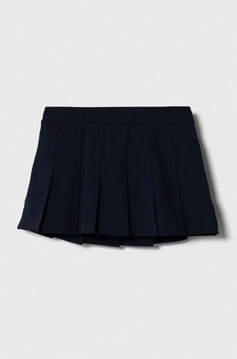 Dievčenská sukňa Abercrombie & Fitch tmavomodrá farba, mini, áčkový strih
